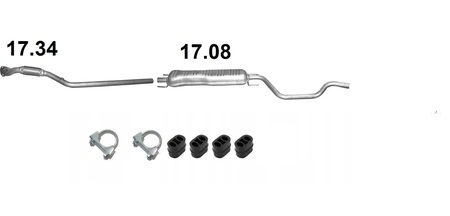 Rura kolektorowa + Tłumik środkowy do OPEL MERIVA A 1.8i 16V 2003r.-2010r.